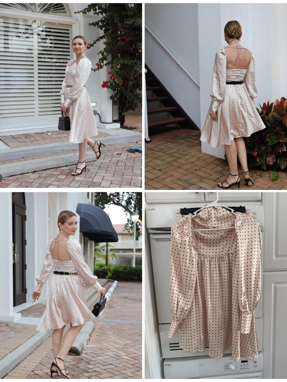 UUNIQ Polka Dot Dress with Matching Detachable Sleeves, Size S Two Piece Set